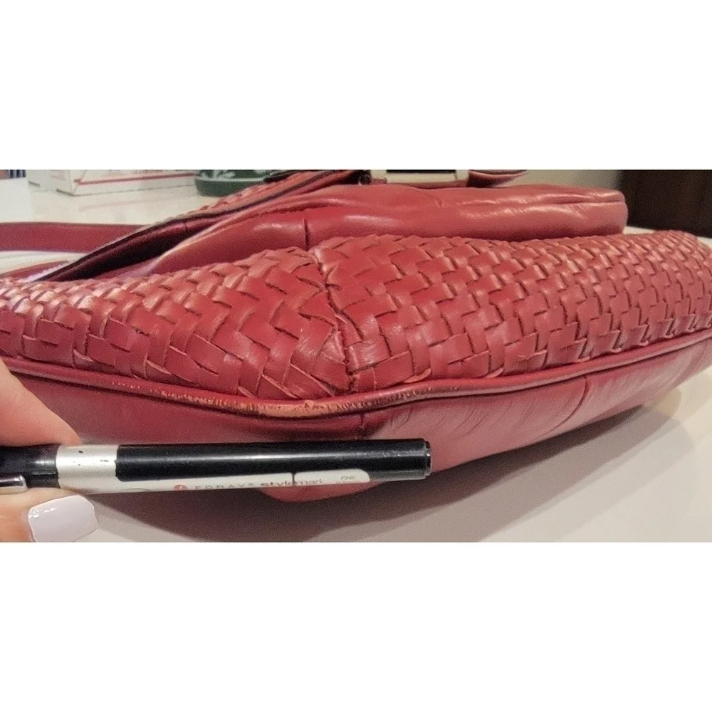 Coach Woven Leather Shoulder Bag with Detachable Crossbody Strap